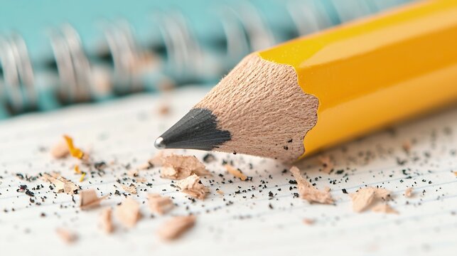 Close-Up of Sharpened Yellow Pencil on Notepad