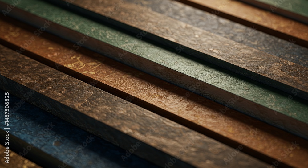 Poster a series of wooden planks with different colors and textures