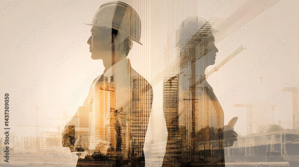 Poster future vision of engineering and architecture in urban development