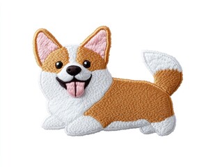 Naklejka premium Cute cartoon corgi patch