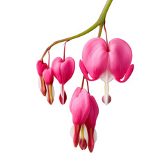 Fototapeta premium Pink bleeding heart flowers isolated on white background
