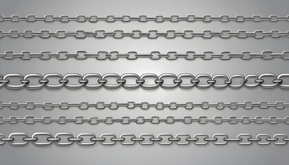Fototapeta premium Metal chains display industrial workshop digital illustration gray background close-up view strength concept
