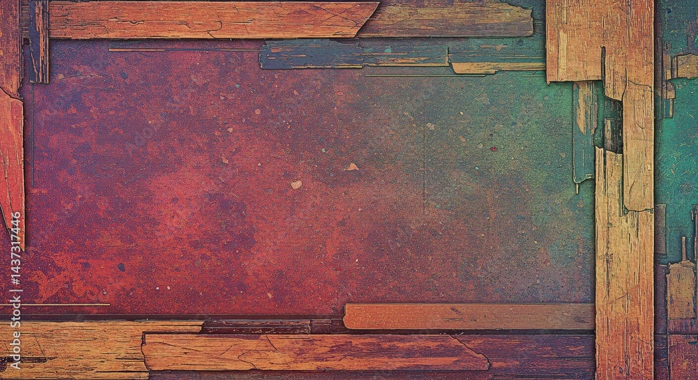 Poster a wooden frame with a red background