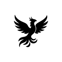 Obraz premium Black silhouette of a majestic phoenix rising