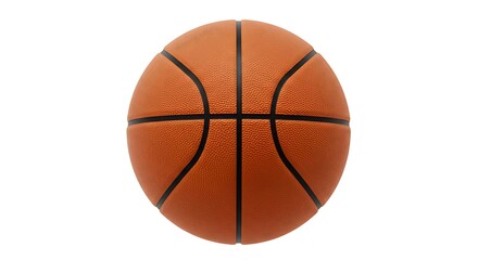 Obraz premium A close up shot of an orange basketball with black lines on a white background in a studio shot