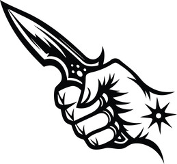 Hand holding a knife silhouette graphics resource, resource line art vector illustration, resource  vector icon design