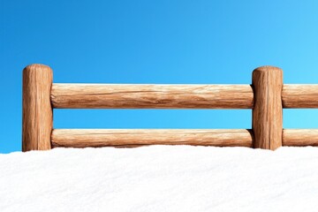 Obraz premium Rustic Wooden Fence in Snowy Winter Landscape