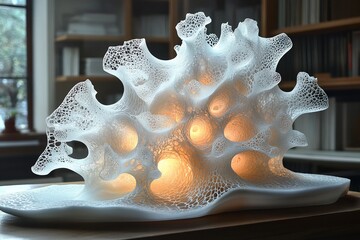 Abstract Artistic Interpretation of Viruses as Delicate Glowing Sculptures