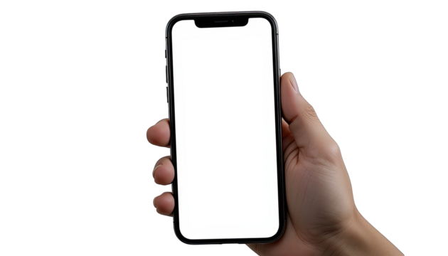 Hand Holding Blank Screen Smartphone in Minimalist Close-Up