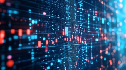 Obraz premium Futuristic Digital Network Visualization with Glowing Data Points and Lines