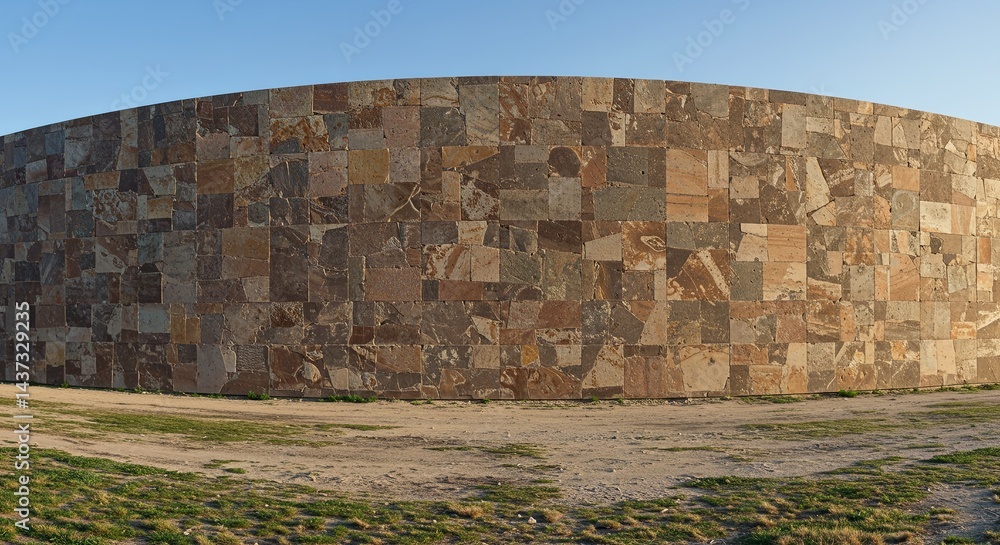 Aufkleber a large stone wall with a grassy area in front of it