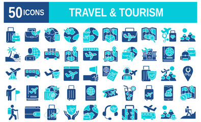 Travel and Tourism set of web icons in line style.Travel and vacation icons for web and mobile app. Airport, tickets, tour, relax, hotel, recreational rest, service. Vector illustration