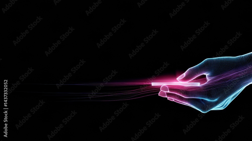 Leinwandbilder glowing touchless payment system in hand scan animation demonstrating modern transaction technology
