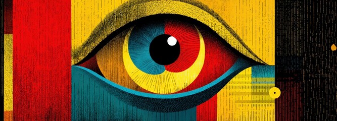  illustration representing color blindness with highlighted eye features
