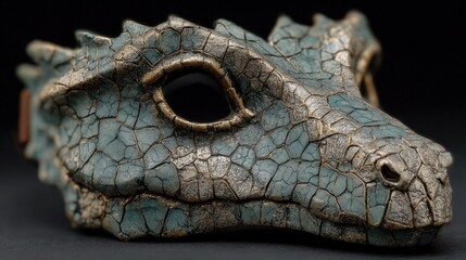 Fototapeta premium Carnival crocodile mask with cracked leather texture on clean white background