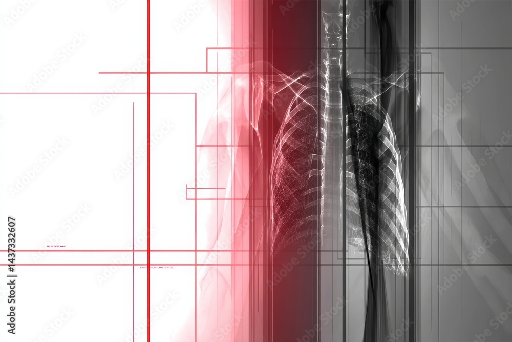 Aufkleber x-ray scan animation illustrating smoking damage to lungs with a clean technical design