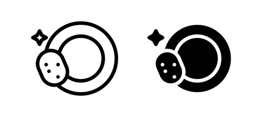 Washing dishes icon in black color for website or app.