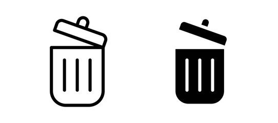 Trash icon in black color for website or app.