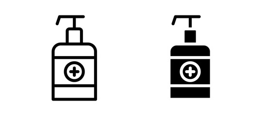 Sanitizer icon in black color for website or app.