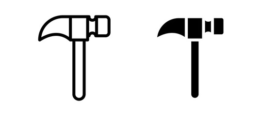 Hammer icon in black color for website or app.