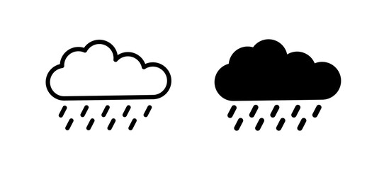 Rain icon in black color for website or app.