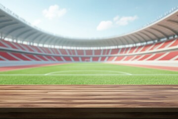 Empty Wooden Table in Stadium