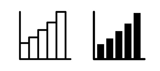 Growing graph icon in black color for website or app.