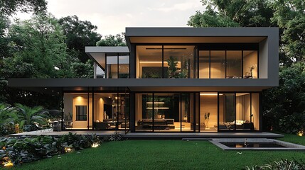 Stylish modern home in green paradise high resolution picture