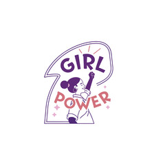 Retro Girl Power Typography Badge in Bold Pink Style
