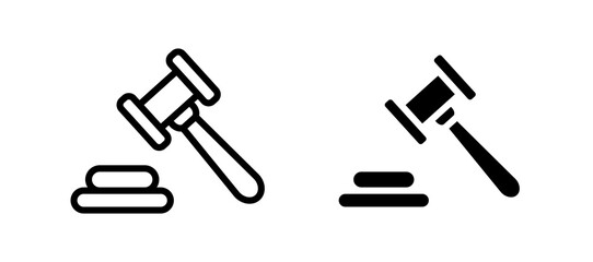 Gavel icon in black color for website or app.