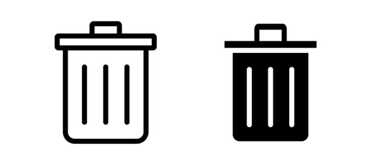 Bin icon in black color for website or app.