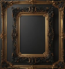 Black & gold ornate frame, shimmering accents,  vintage,  art deco,  gold