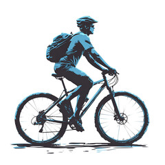 Naklejka premium Person riding mountain bike on trail