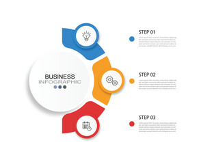 Business infographic template. 3 Step timeline journey. Process diagram, 3 options on white background