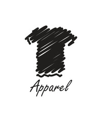 Apparel icon logo with hand drawn design illustration