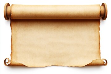 Antique scroll of parchment.  Aged paper, unfurled,  ready for message.  Ancient communication