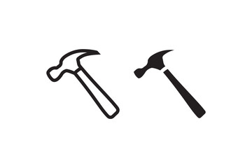 Simple hammer icon for construction and tools Vector