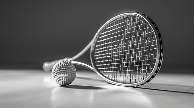 table Tanis racket and ball isolated on white