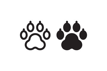 Obraz premium Animal paw print outline and filled icon Vector