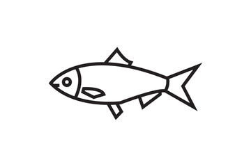hilsa fish icon line art on White background