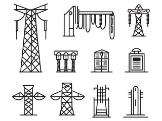 Electric Power line art icon power supply symbol