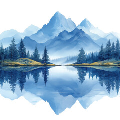 Naklejka premium Serene reflection of majestic mountains tranquil lake nature scenic