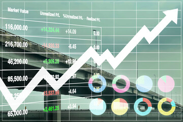 Stock financial index show successful investment  on transport.