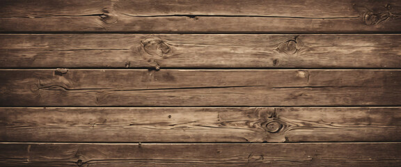 Naklejka premium Old Rustic Wooden Planks Background – Vintage Weathered Wood Board Texture with Natural Grain, Knots, Brown Color for Farmhouse, Cottage, Wall, Flooring, Backdrop, Interior Design, Abstract Pattern