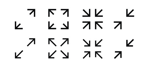 Fullscreen vector Icon with Arrows. Expand Maximize and minimize signs for Screen