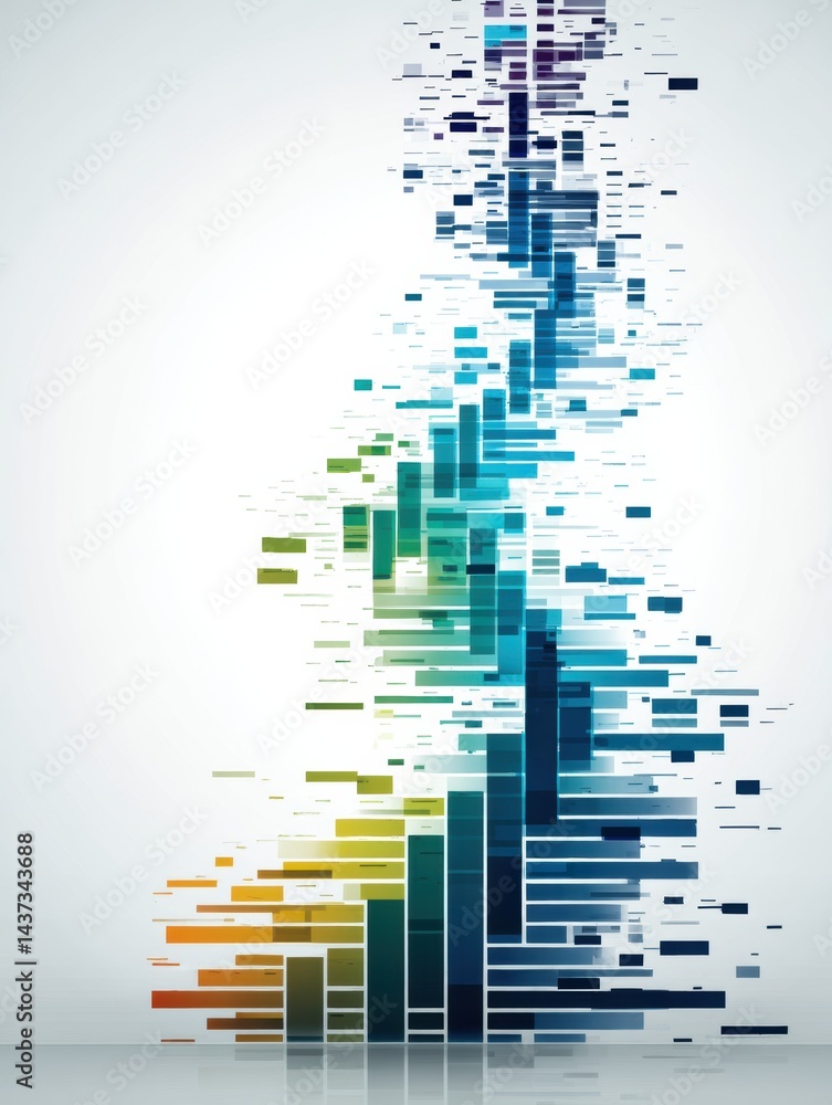 Aufkleber Conceptual Timeline Graphic Transforming Into a Vibrant Bar Chart Representing Growth Trends and Data Analysis