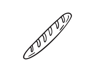 French baguette hand drawn outline doodle icon. Bread loaf vector isolated sketch illustration
