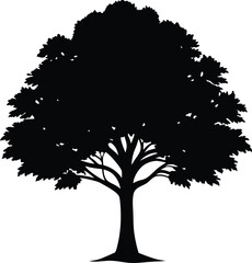 Fototapeta premium Elm Tree Isolated Silhouette Vector Art Elegant Forest Element with Natural Landscape Design