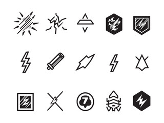 Electric Warning line art icon for electric hazard sign
