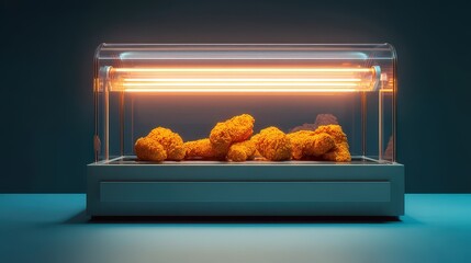 Delicious display of fried chicken served from a smart table dispenser for easy access and enjoyment at mealtime